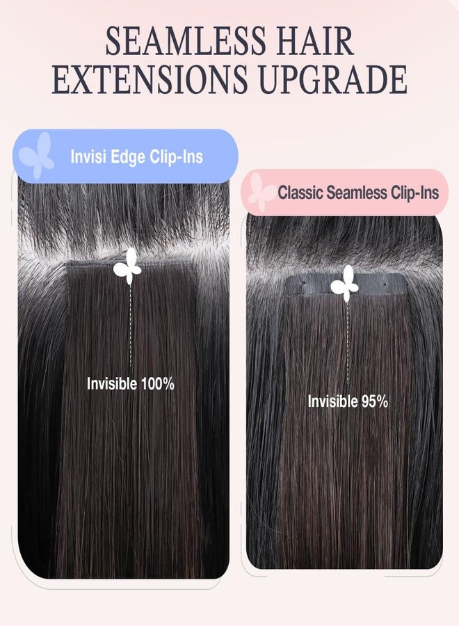 DOORES Hair Extensions Real Human Clip in 18 inch 130g 7pcs Invisi Edge, Seamless Clip in Hair Extensions Invisible Clipins Virgin Injected Skin Weft, 2/6/2 Dark Brown to Chestnut Brown - Image 2